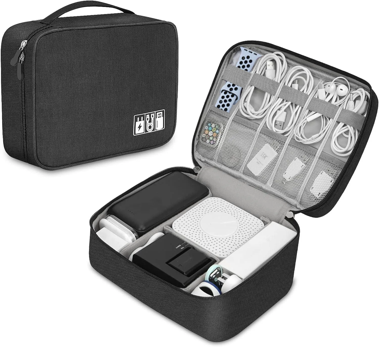 Tech Accessories Types - กล่องจัดระเบียบอุปกรณ์อิเล็กทรอนิกส์แบบพกพาสำหรับอุปกรณ์เสริมสายเคเบิลหูฟังที่เก็บของ