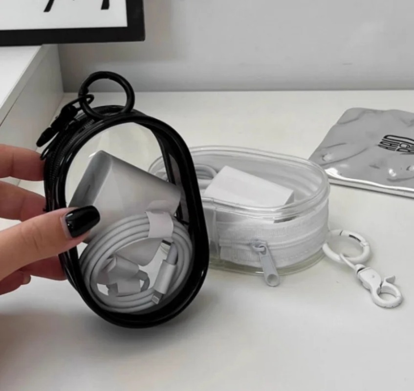 Tech Accessories For Christmas - 5 ชิ้นกระเป๋าใส่อุปกรณ์จัดเก็บสายเคเบิลแบบซิปแบบพกพาแบบโปร่งใส | กระเป๋าเก็บของแบบพกพาสำหรับที่ชาร์จ หูฟัง อุปกรณ์เสริมเทคโนโลยีมือถือ