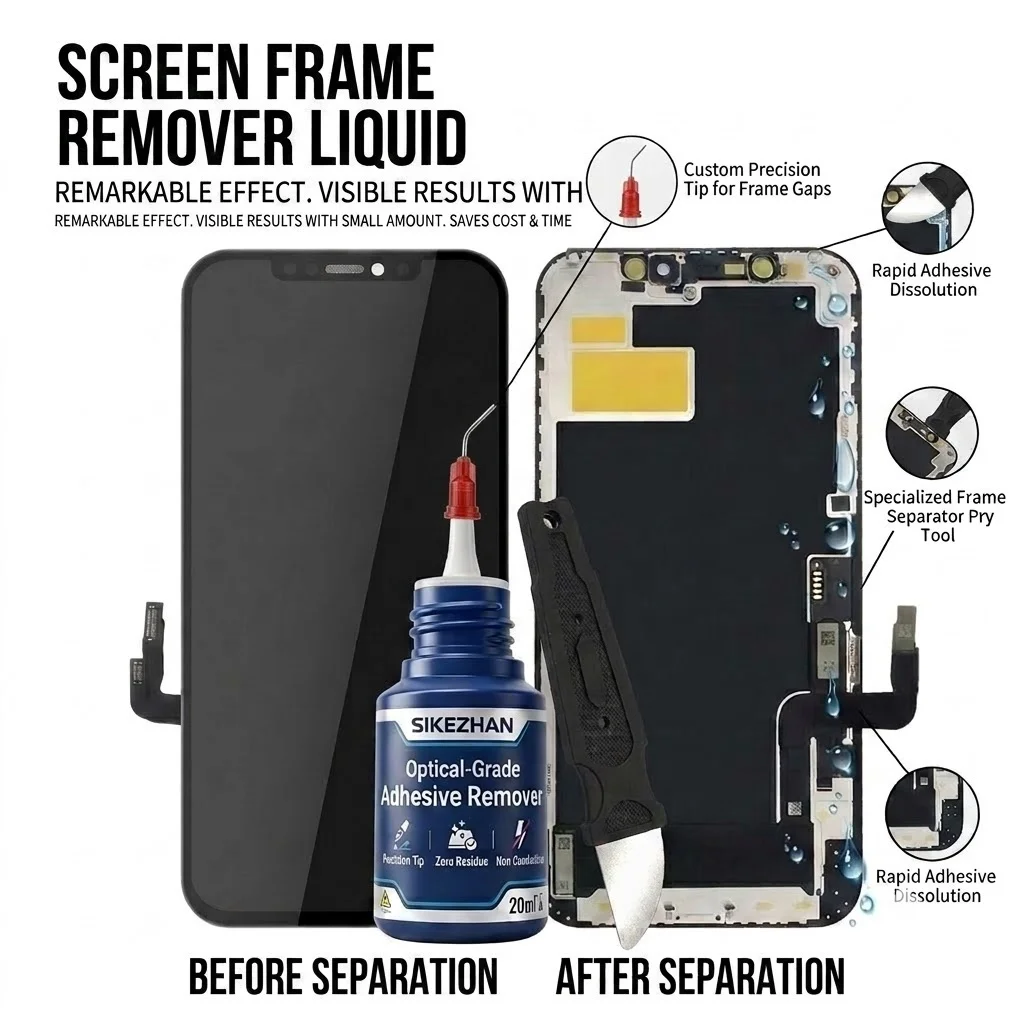 Screen Cleaner Spray - ชุดทำความสะอาดและลอกกาวเกรดออปติคอล SIKEZHAN ขนาด 20 มล. พร้อมเข็มจ่ายกาวและเครื่องมือแงะสำหรับซ่อมหน้าจอโทรศัพท์